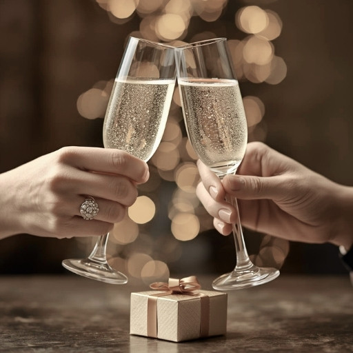 celebration champagne deux coupes de champagne et un cadeau symbolisant la célébration
