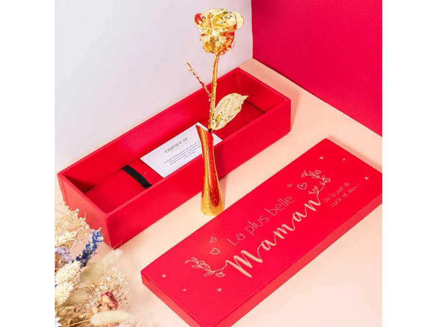 coffret rose a personnaliser 24 carats fete des mères